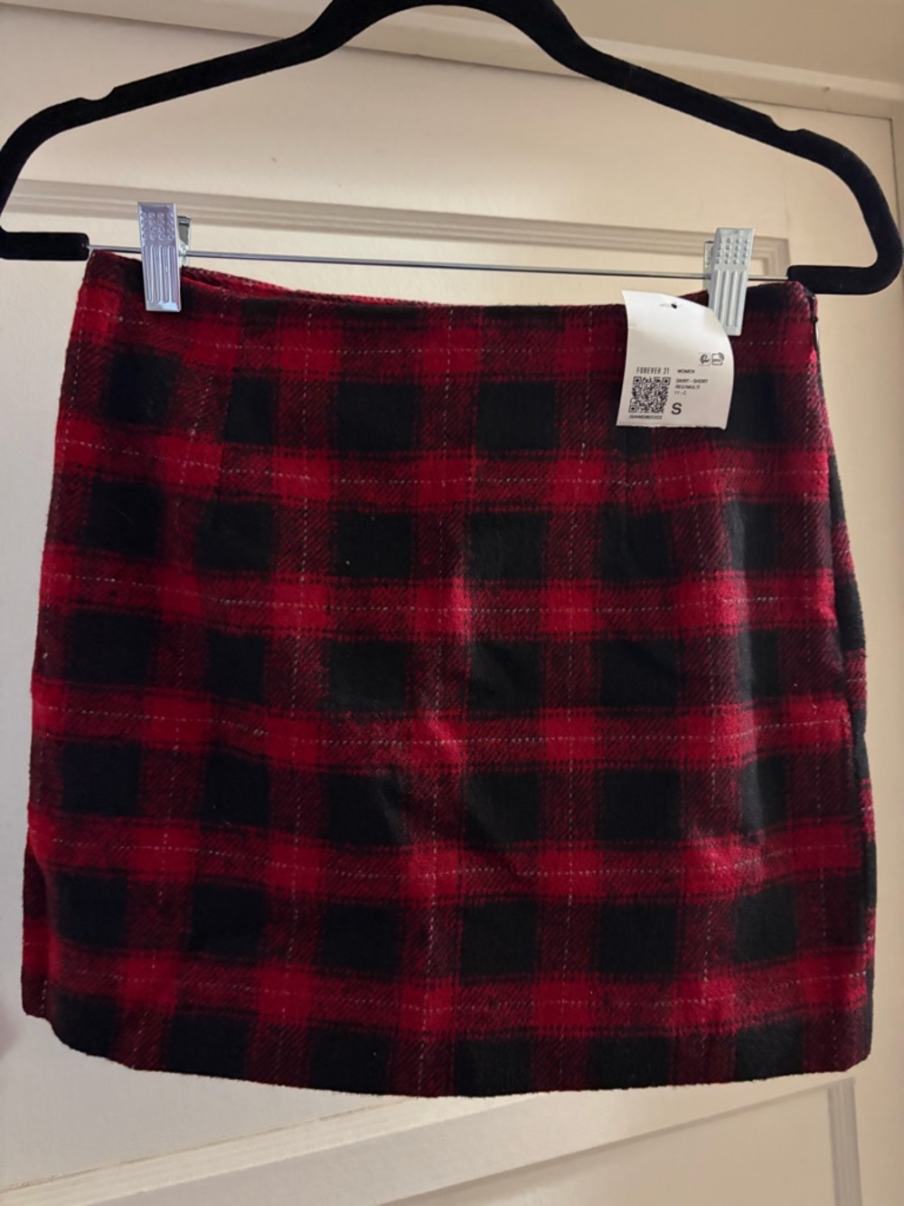 Red and Black Plaid Mini Skirt - Women